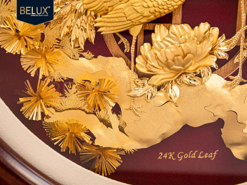 Tranh Tùng Hạc Trường Thọ dát vàng 24k – Lời chúc phúc viên mãn cho người bạn trân quý